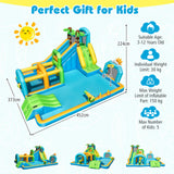 Inflatable Water Slide, Tropical Theme Dual Slide Aqua Park with Splash Pool