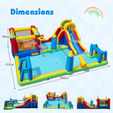 Inflatable Water Slide Bounce House, 9-in-1 Jumping Castle with Climbing Wall