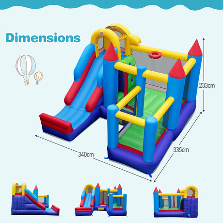 HONEY JOY Inflatable Bounce House, Jumping Castle w/Slide, Climbing Wall, Basketball Rim