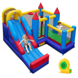 HONEY JOY Inflatable Bounce House, Jumping Castle w/Slide, Climbing Wall, Basketball Rim