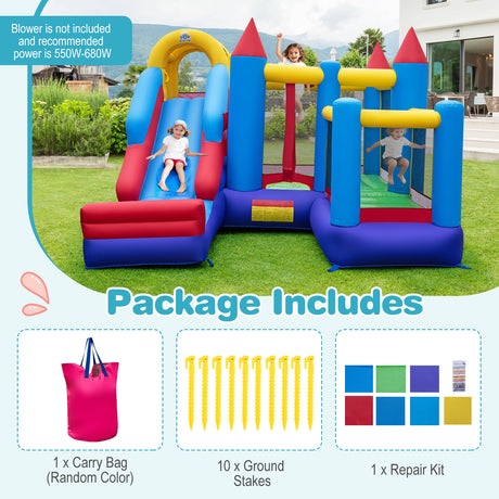 HONEY JOY Inflatable Bounce House, Jumping Castle w/Slide, Climbing Wall, Basketball Rim