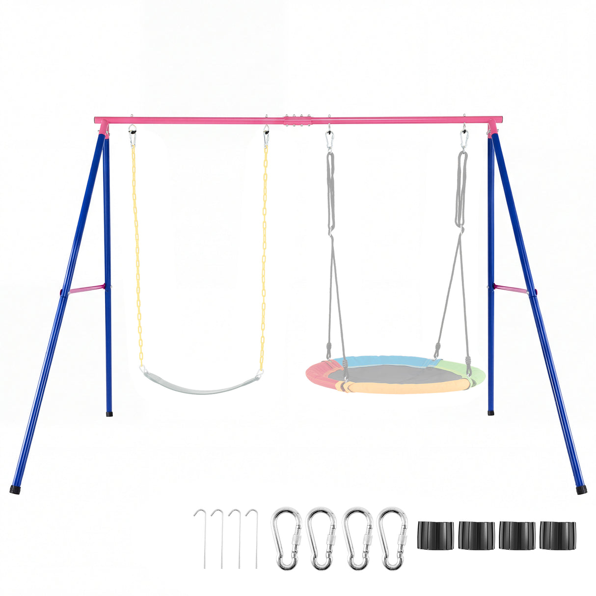 HONEY JOY Kids Swing Set, A-Frame Swing Stand with 2-Pack Swing Sets, 300 kg Weight Capacity Swing Sets