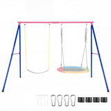HONEY JOY Kids Swing Set, A-Frame Swing Stand with 2-Pack Swing Sets, 300 kg Weight Capacity Swing Sets