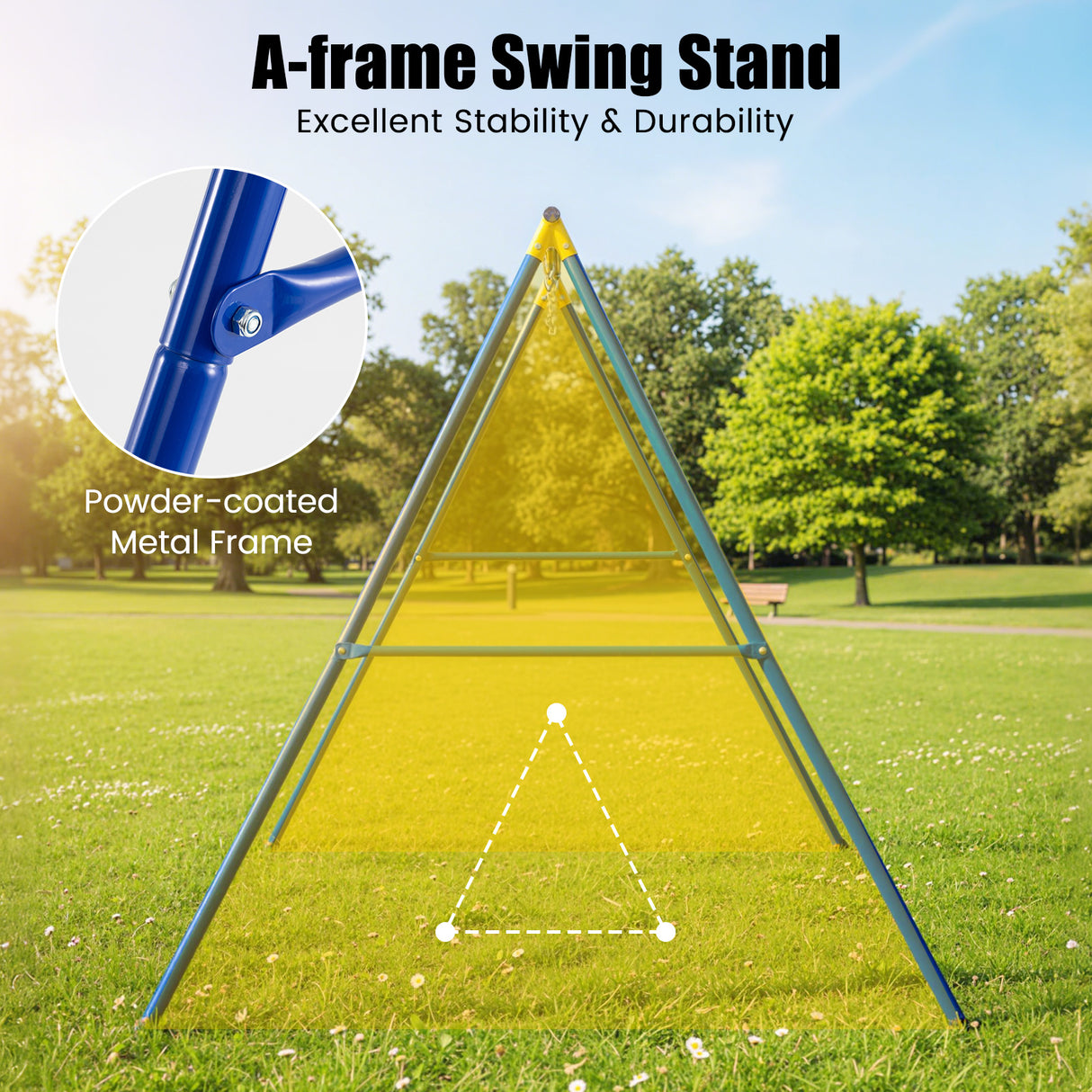 HONEY JOY Kids Swing Set, A-Frame Swing Stand with 2-Pack Swing Sets, 300 kg Weight Capacity Swing Sets