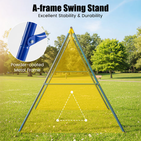 HONEY JOY Kids Swing Set, A-Frame Swing Stand with 2-Pack Swing Sets, 300 kg Weight Capacity Swing Sets