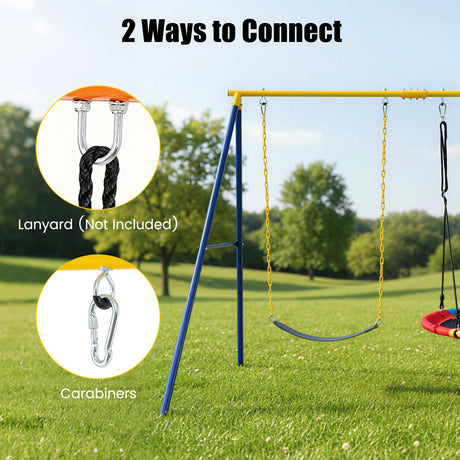 HONEY JOY Kids Swing Set, A-Frame Swing Stand with 2-Pack Swing Sets, 300 kg Weight Capacity Swing Sets