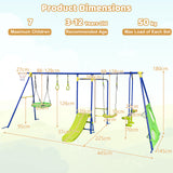 7-in-1 Outdoor Swing Set with Ground Stakes for Garden/Backyard/Park