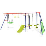7-in-1 Outdoor Swing Set with Ground Stakes for Garden/Backyard/Park