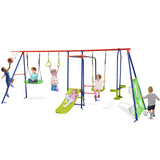 7-in-1 Outdoor Swing Set with Ground Stakes for Garden/Backyard/Park