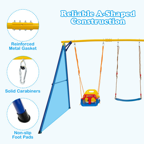 HONEY JOY 300 KG Indoor & Outdoor Swing Set, Heavy Duty Carbon Steel Swing Frame