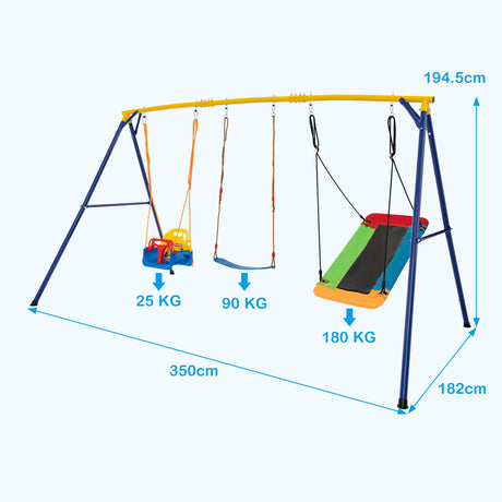 HONEY JOY 300 KG Indoor & Outdoor Swing Set, Heavy Duty Carbon Steel Swing Frame