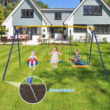 HONEY JOY 300 KG Indoor & Outdoor Swing Set, Heavy Duty Carbon Steel Swing Frame