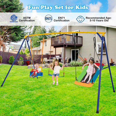 HONEY JOY 300 KG Indoor & Outdoor Swing Set, Heavy Duty Carbon Steel Swing Frame