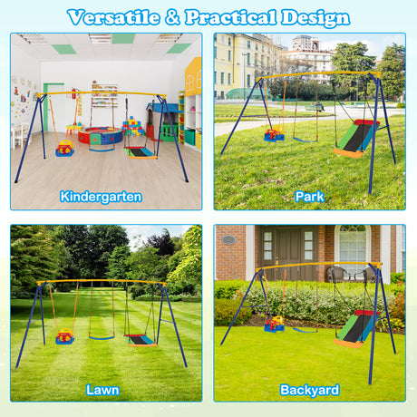 HONEY JOY 300 KG Indoor & Outdoor Swing Set, Heavy Duty Carbon Steel Swing Frame