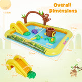 Inflatable Play Center, Animal Spray Pool with Slide, Arch-shaped Sprinkle