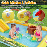 Inflatable Play Center, Animal Spray Pool with Slide, Arch-shaped Sprinkle