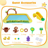Inflatable Play Center, Animal Spray Pool with Slide, Arch-shaped Sprinkle