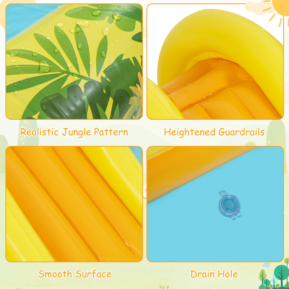 Inflatable Play Center, Animal Spray Pool with Slide, Arch-shaped Sprinkle