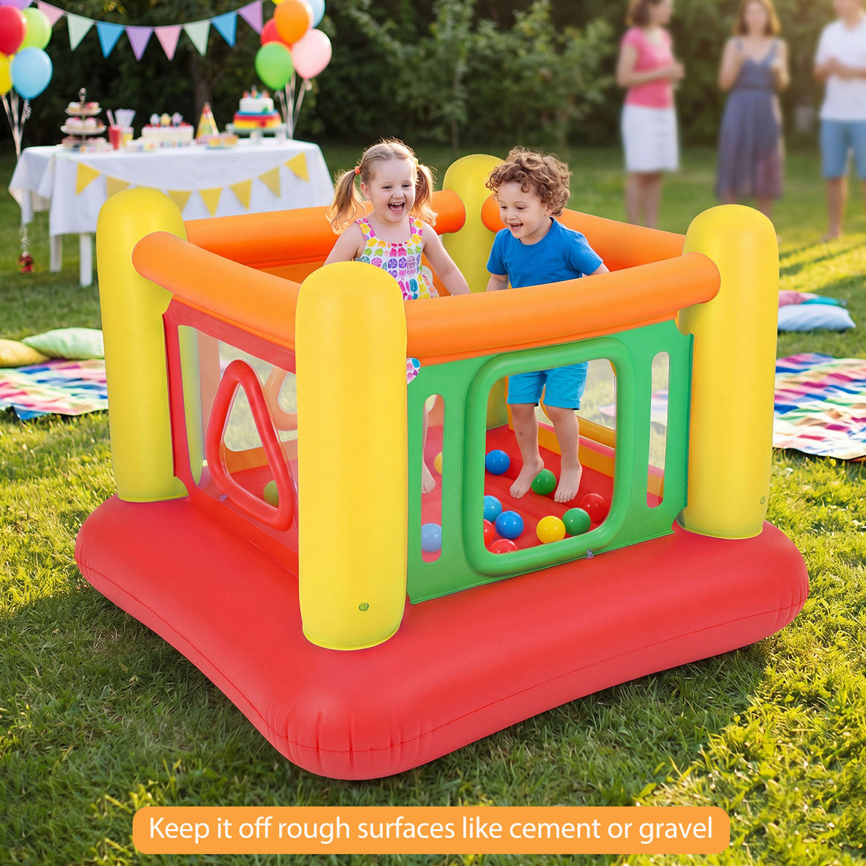 Inflatable Bounce House for Kids, Blow Up Jumping House with Transparent Side Walls