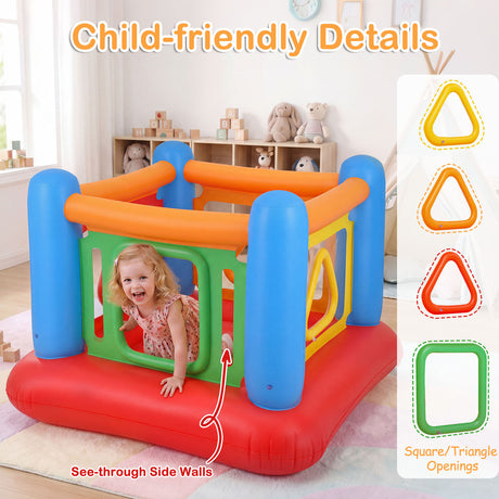 Inflatable Bounce House for Kids, Blow Up Jumping House with Transparent Side Walls
