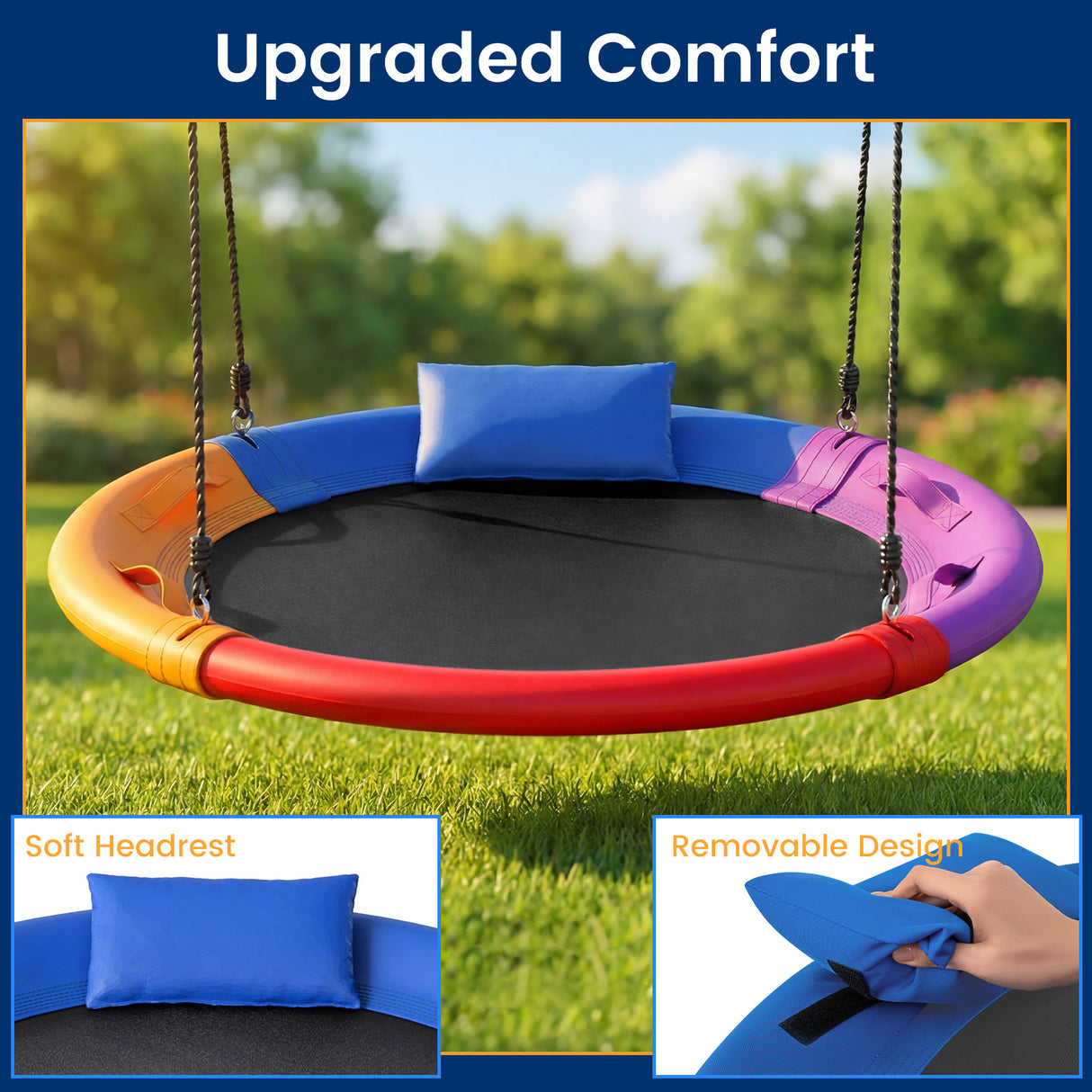 Outdoor Round Swing for Backyard and Playground, Perfect for Kids 3+ Years Old