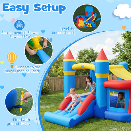 Multifunctional Inflatable Bounce House, Kids Jumper Bouncer for Backyard, Indoor & Outdoor Use