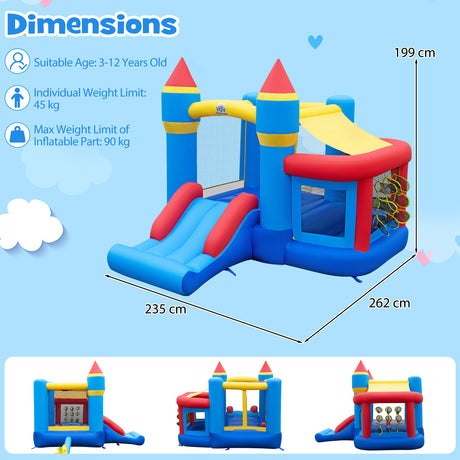 Multifunctional Inflatable Bounce House, Kids Jumper Bouncer for Backyard, Indoor & Outdoor Use