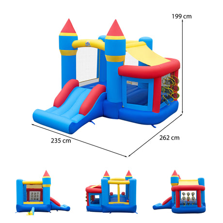 Multifunctional Inflatable Bounce House, Kids Jumper Bouncer for Backyard, Indoor & Outdoor Use