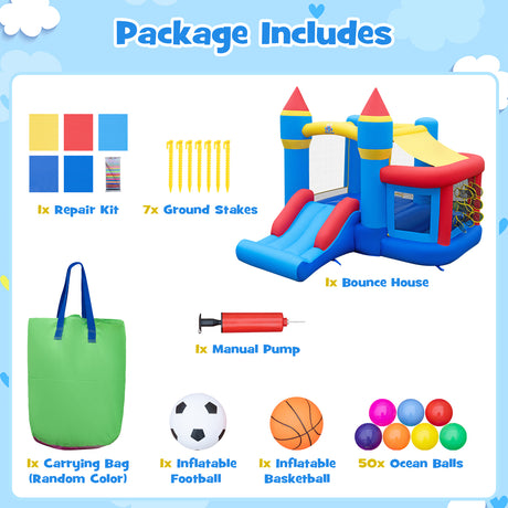 Multifunctional Inflatable Bounce House, Kids Jumper Bouncer for Backyard, Indoor & Outdoor Use