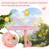 2-Seater Kids Porch Swing with Adjustable Canopy for Backyard and Garden