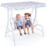 2-Seater Kids Porch Swing with Adjustable Canopy for Backyard and Garden
