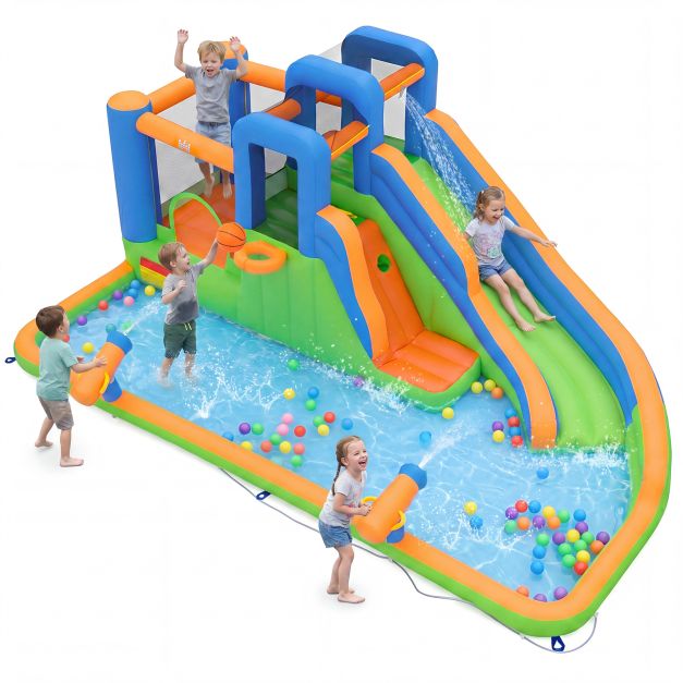 Inflatable Water Slide Park Kids Inflatable Bounce House with Slide Jumping Area without Blower