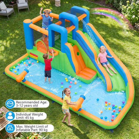 Inflatable Water Slide Park Kids Inflatable Bounce House with Slide Jumping Area without Blower