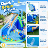 4-in-1 Hippo-Themed Inflatable Water Slide for Kids Backyard