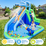 4-in-1 Hippo-Themed Inflatable Water Slide for Kids Backyard