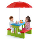 HONEY JOY Kids Picnic Table Set, Table Bench Set for Toddlers w/Removable Umbrella