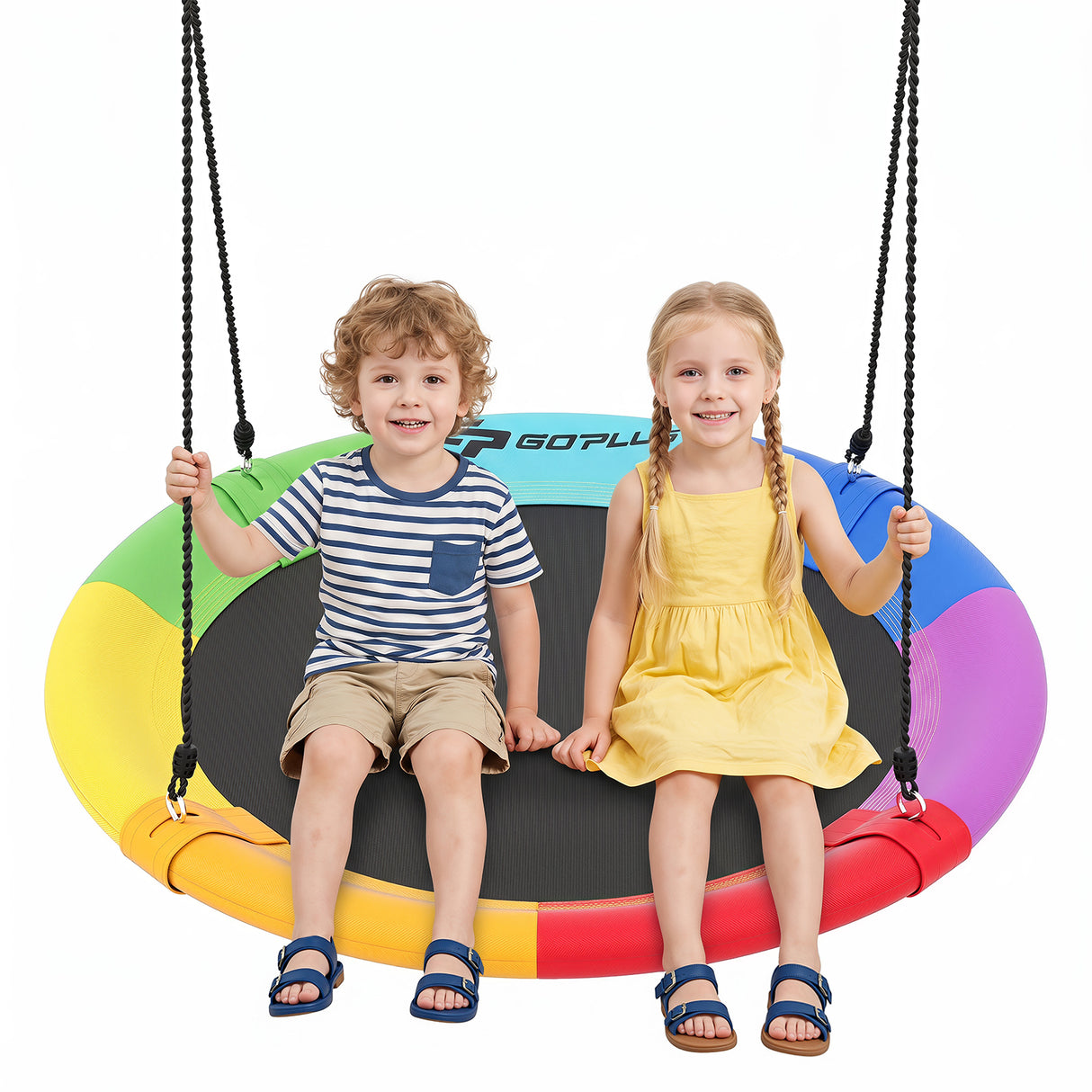 Outdoor Round Swing with Height Adjustment and 900D Oxford Fabric