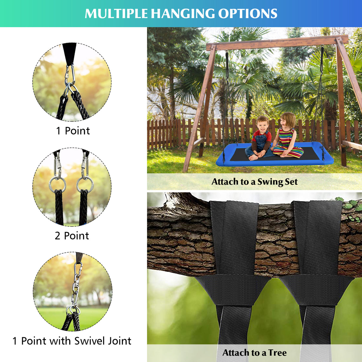 150 cm Tree Swing for Kids and Adults, 320KG Max Load, for Backyard and Indoor Space