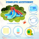 HONEY JOY Inflatable Water Slide, 7 in 1 Giant Water Park Double Long Slide w/Splash Pool, Tunnel Adventure (Without Blower)