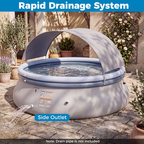 Round Inflatable Outdoor Swimming Pool with Sunshade Canopy
