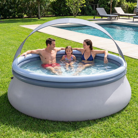 Round Inflatable Outdoor Swimming Pool with Sunshade Canopy