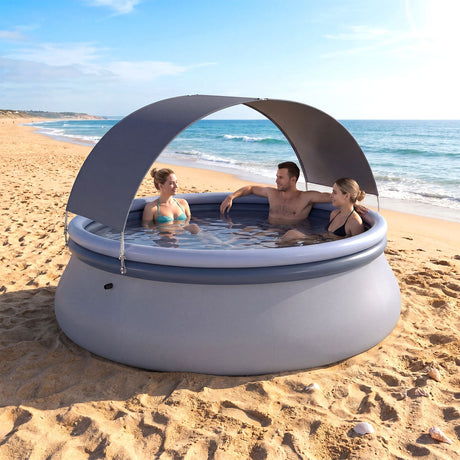 Round Inflatable Outdoor Swimming Pool with Sunshade Canopy