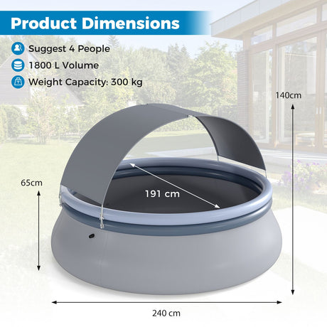 Round Inflatable Outdoor Swimming Pool with Sunshade Canopy