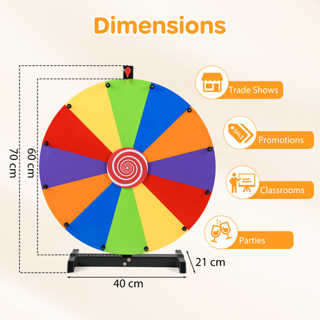 60cm Tabletop Prize Wheel Heavy Duty Spinning Wheel with Stand