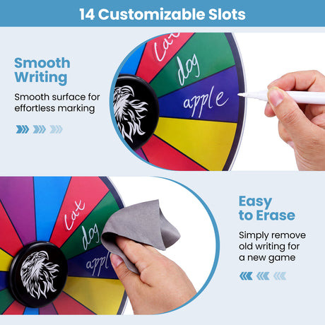 Spinning Prize Wheel, 14 Slots Spin Wheel, Tabletop Fortune Game