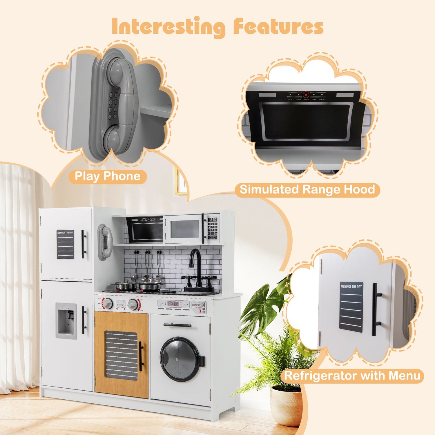 Play Kitchen Toy Set Kids Kitchen Playset with Oven Washing Machine