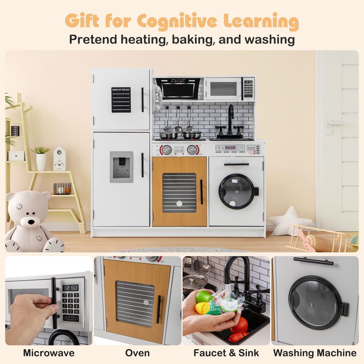 Play Kitchen Toy Set Kids Kitchen Playset with Oven Washing Machine