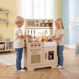 Play Kitchen for Kids Wooden Kitchen Playset with Realistic Lights and Sounds