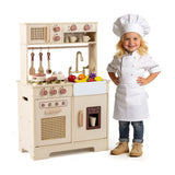 Play Kitchen for Kids Wooden Kitchen Playset with Realistic Lights and Sounds