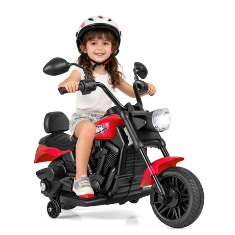 6V Battery Powered Ride on Toy with Detachable Training Wheels and Music